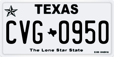 TX license plate CVG0950