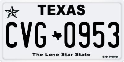 TX license plate CVG0953