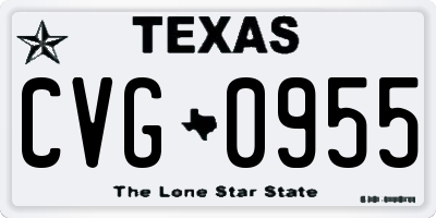 TX license plate CVG0955