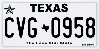 TX license plate CVG0958