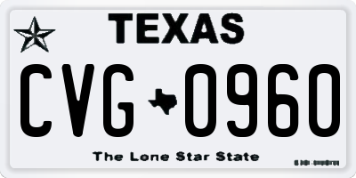TX license plate CVG0960