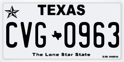 TX license plate CVG0963