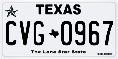 TX license plate CVG0967