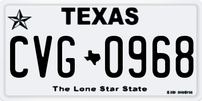 TX license plate CVG0968