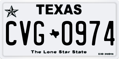 TX license plate CVG0974