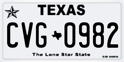 TX license plate CVG0982