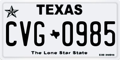 TX license plate CVG0985
