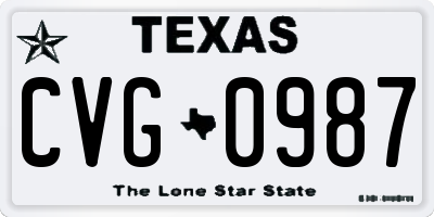 TX license plate CVG0987