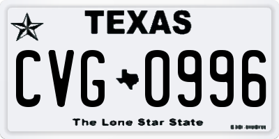 TX license plate CVG0996