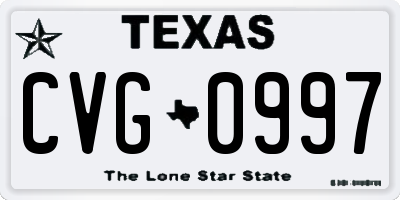 TX license plate CVG0997
