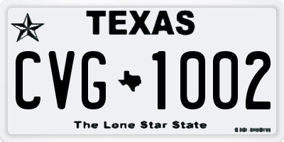 TX license plate CVG1002