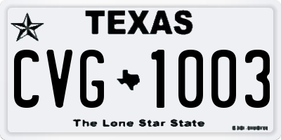 TX license plate CVG1003