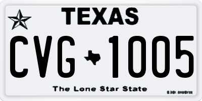 TX license plate CVG1005