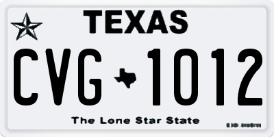 TX license plate CVG1012