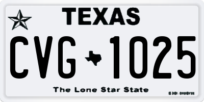 TX license plate CVG1025
