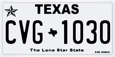 TX license plate CVG1030