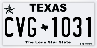 TX license plate CVG1031