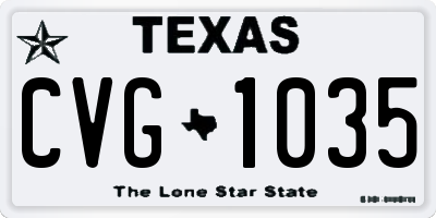 TX license plate CVG1035