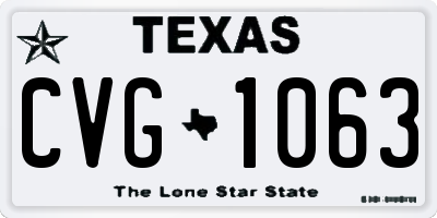 TX license plate CVG1063