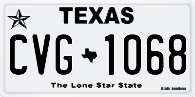 TX license plate CVG1068