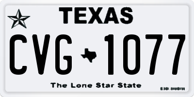 TX license plate CVG1077
