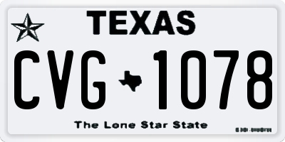TX license plate CVG1078