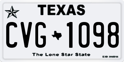 TX license plate CVG1098