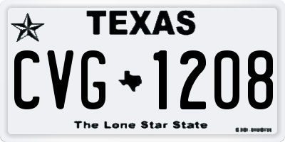 TX license plate CVG1208