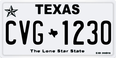 TX license plate CVG1230