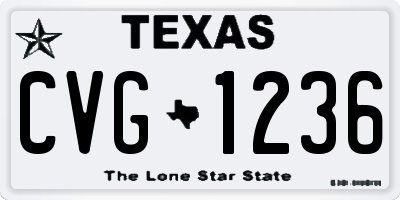 TX license plate CVG1236