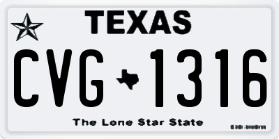 TX license plate CVG1316