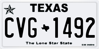 TX license plate CVG1492