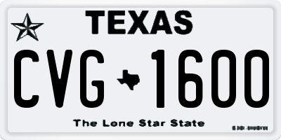 TX license plate CVG1600