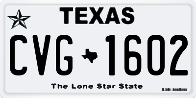 TX license plate CVG1602