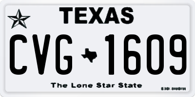 TX license plate CVG1609