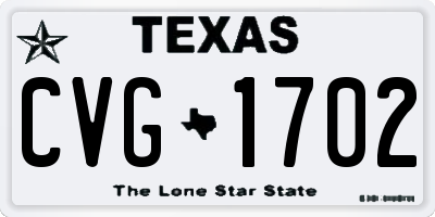 TX license plate CVG1702