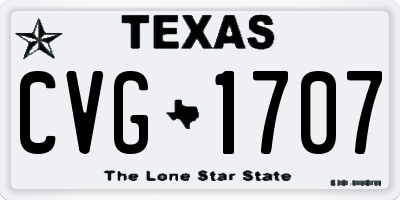 TX license plate CVG1707