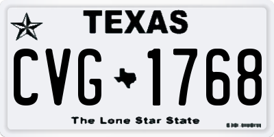 TX license plate CVG1768