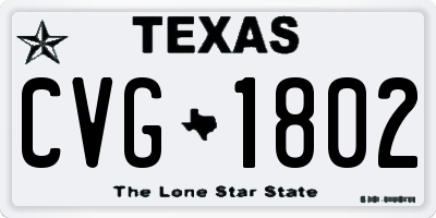 TX license plate CVG1802