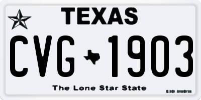 TX license plate CVG1903