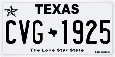 TX license plate CVG1925