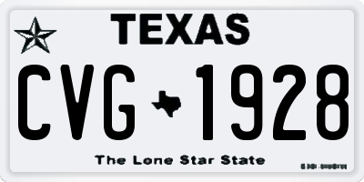 TX license plate CVG1928