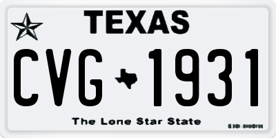 TX license plate CVG1931