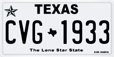TX license plate CVG1933