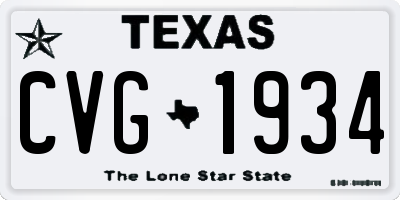 TX license plate CVG1934