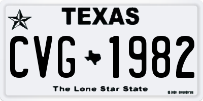 TX license plate CVG1982