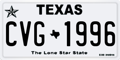 TX license plate CVG1996