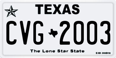 TX license plate CVG2003