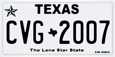 TX license plate CVG2007
