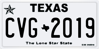 TX license plate CVG2019